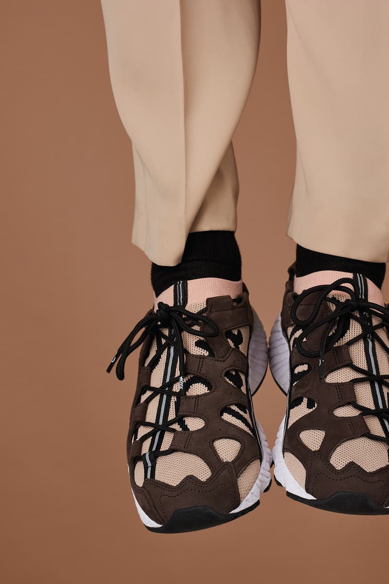 ASICSTIGER x Patta GEL-MAI Knit Shoe Sneaker Silhouette Collaboration Nubuck Tonal Laces Soles Technology Rose Cloud Brown