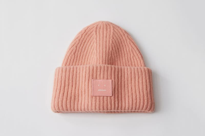 Acne Studios Pansy Wool Hat Cozy Chic Winter Fall Knit Beanie Face Smiley Rainbow Pink Blue Yellow Black White Grey