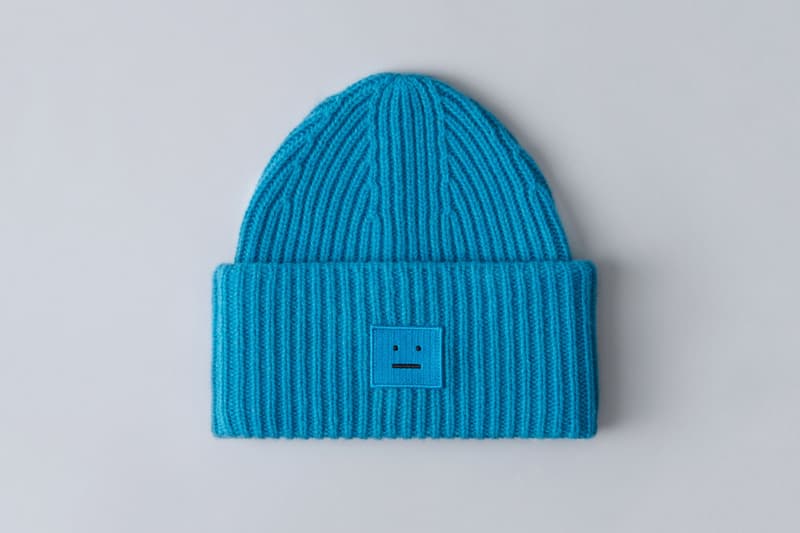 Acne Studios Pansy Wool Hat Cozy Chic Winter Fall Knit Beanie Face Smiley Rainbow Pink Blue Yellow Black White Grey