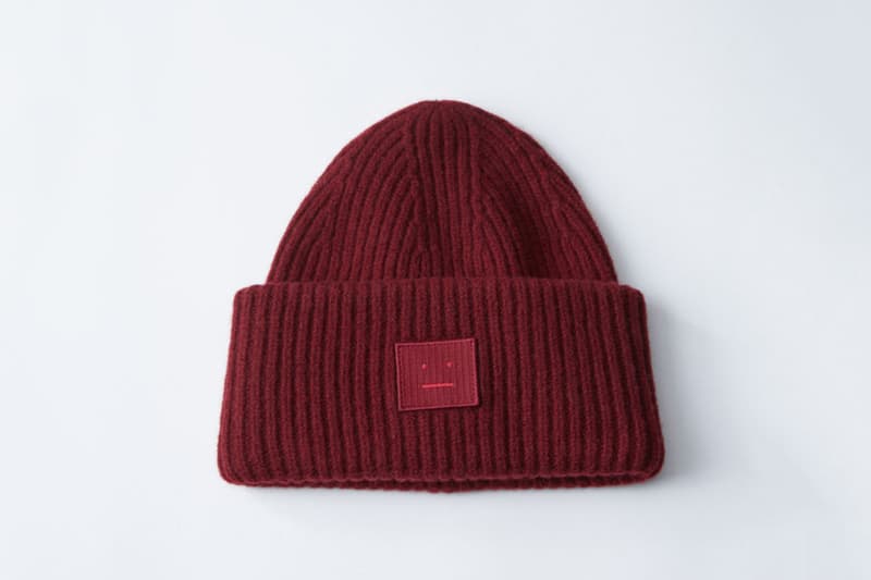 Acne Studios Pansy Wool Hat Cozy Chic Winter Fall Knit Beanie Face Smiley Rainbow Pink Blue Yellow Black White Grey