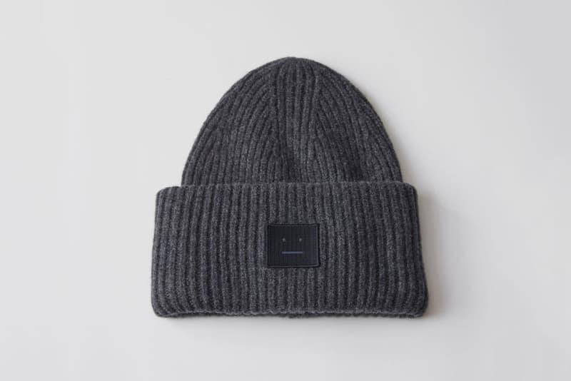 Acne Studios Pansy Wool Hat Cozy Chic Winter Fall Knit Beanie Face Smiley Rainbow Pink Blue Yellow Black White Grey