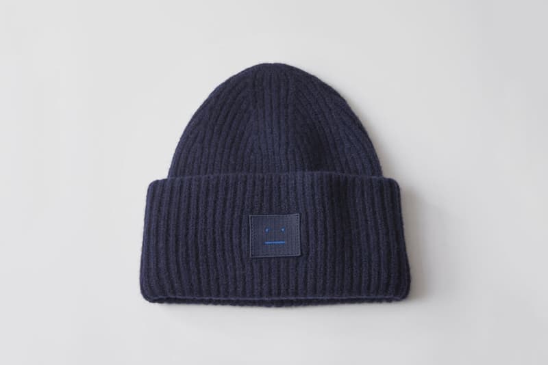 Acne Studios Pansy Wool Hat Cozy Chic Winter Fall Knit Beanie Face Smiley Rainbow Pink Blue Yellow Black White Grey