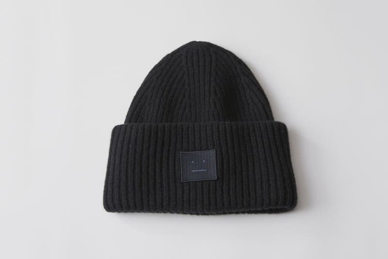 Acne Studios Pansy Wool Hat Cozy Chic Winter Fall Knit Beanie Face Smiley Rainbow Pink Blue Yellow Black White Grey