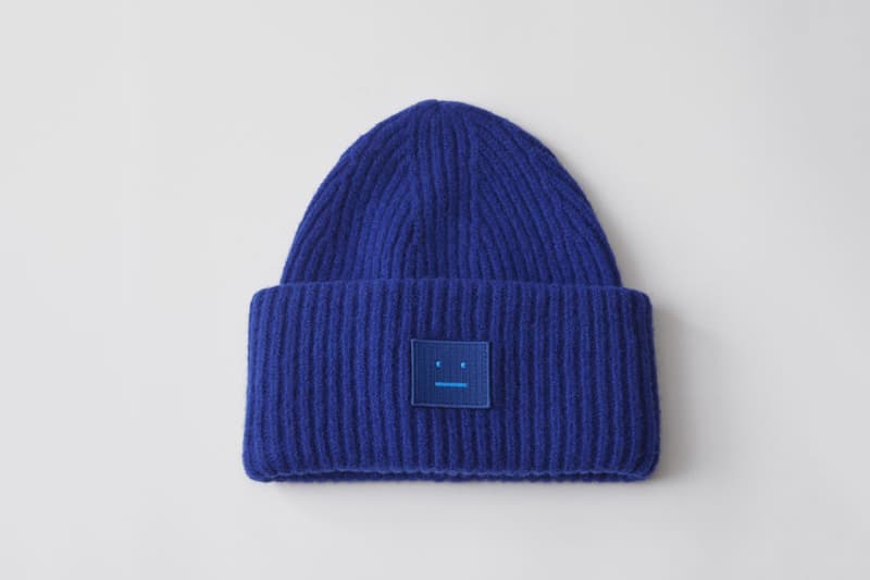 Acne Studios Pansy Wool Hat Cozy Chic Winter Fall Knit Beanie Face Smiley Rainbow Pink Blue Yellow Black White Grey