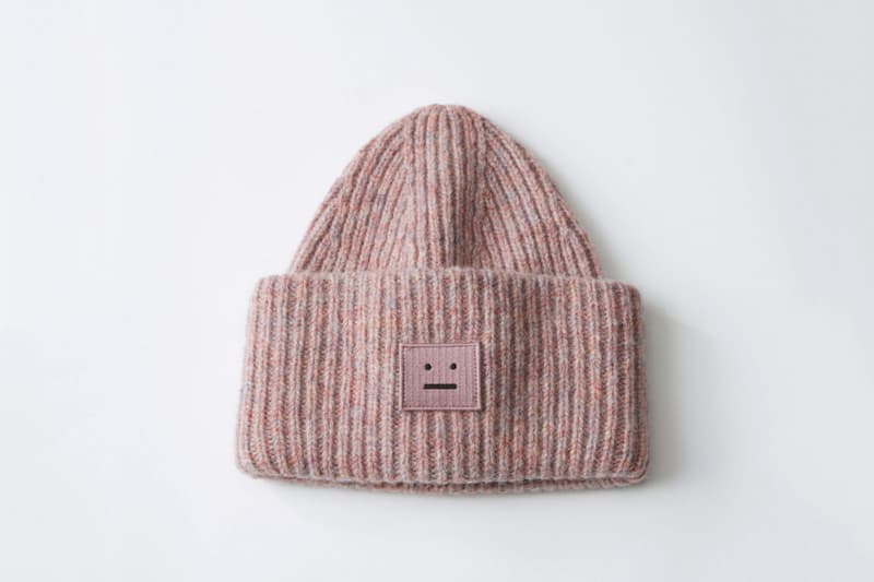 Acne Studios Pansy Wool Hat Cozy Chic Winter Fall Knit Beanie Face Smiley Rainbow Pink Blue Yellow Black White Grey