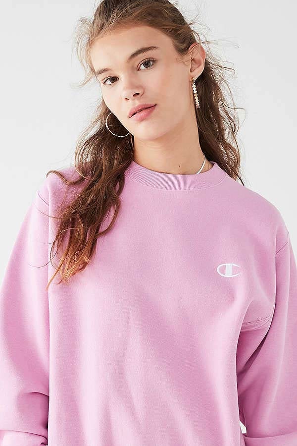 rose colored champion hoodie