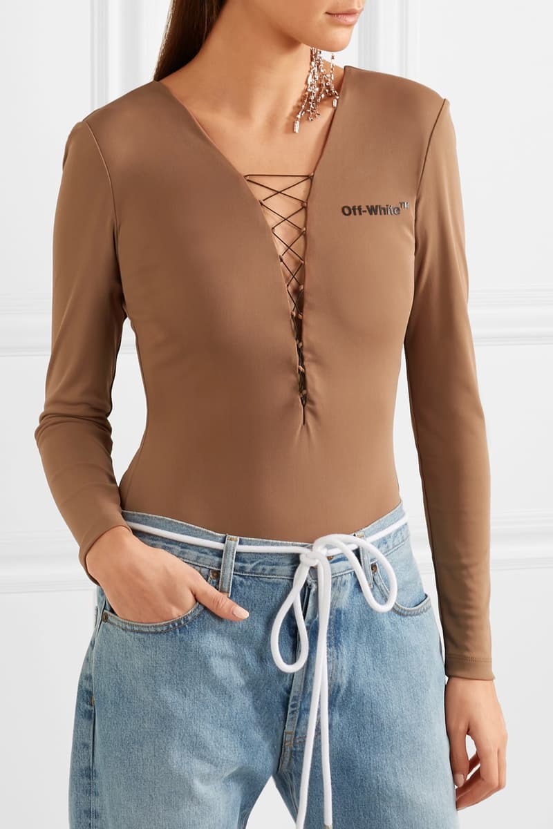 Off White Virgil Abloh Fall Winter 2017 Lace Jersey Bodysuit Black White Brown
