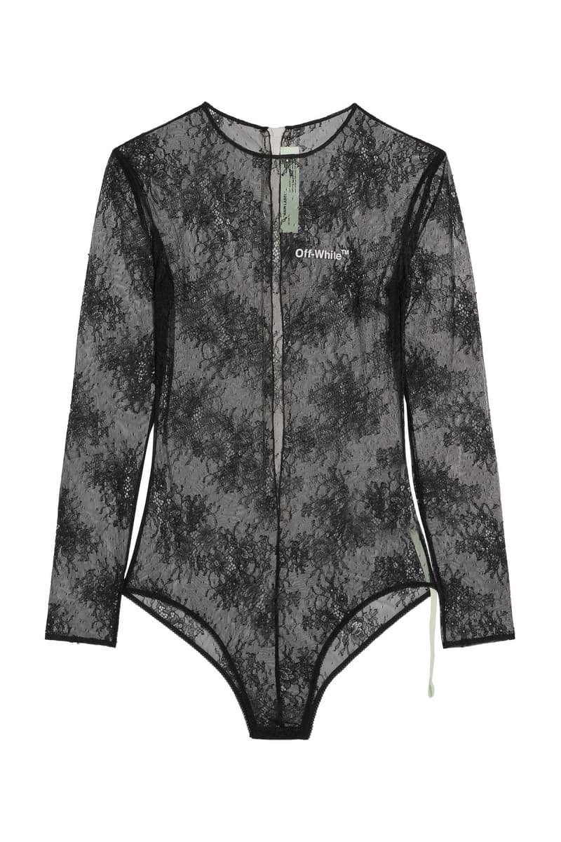 Off White Virgil Abloh Fall Winter 2017 Lace Jersey Bodysuit Black White Brown