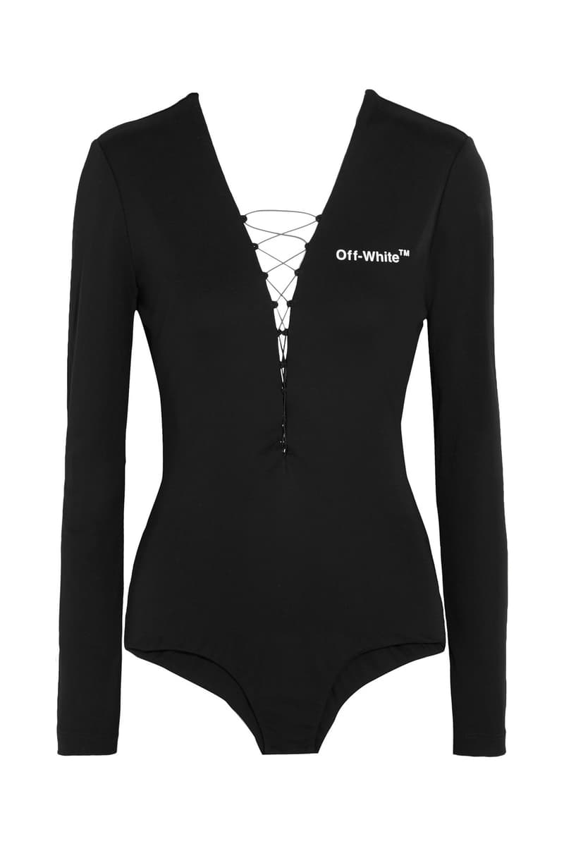 Off White Virgil Abloh Fall Winter 2017 Lace Jersey Bodysuit Black White Brown