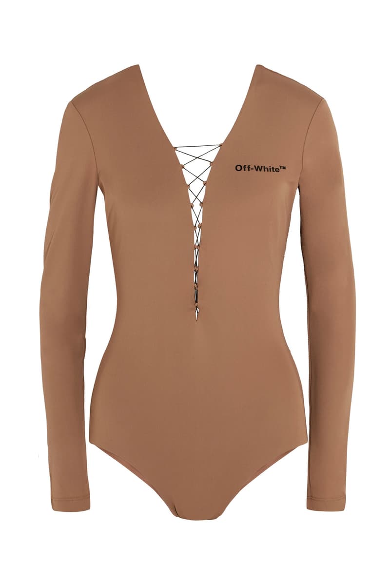 Off White Virgil Abloh Fall Winter 2017 Lace Jersey Bodysuit Black White Brown