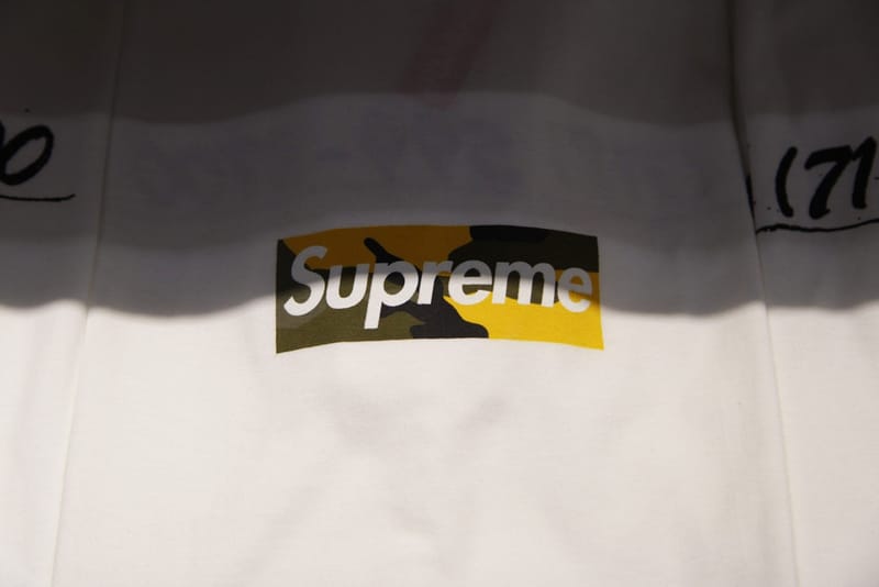 supreme yellow camo box logo