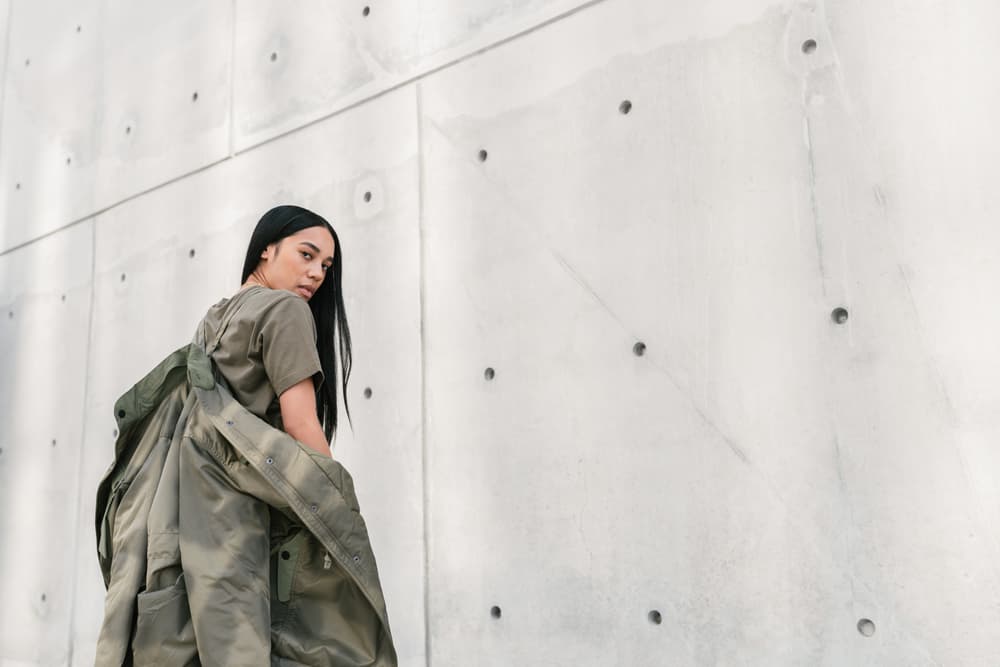 REIGN Maharishi Aleali May Fall Winter Collection Editorial Parka Jacket Monochrome Streetwear Shoot Editorial Lookbook