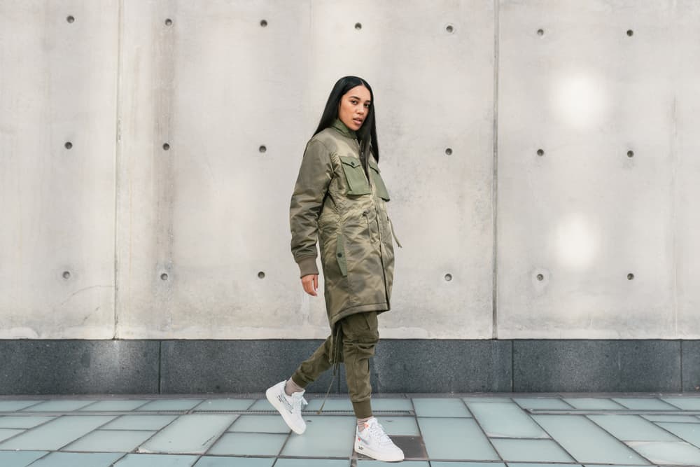 REIGN Maharishi Aleali May Fall Winter Collection Editorial Parka Jacket Monochrome Streetwear Shoot Editorial Lookbook