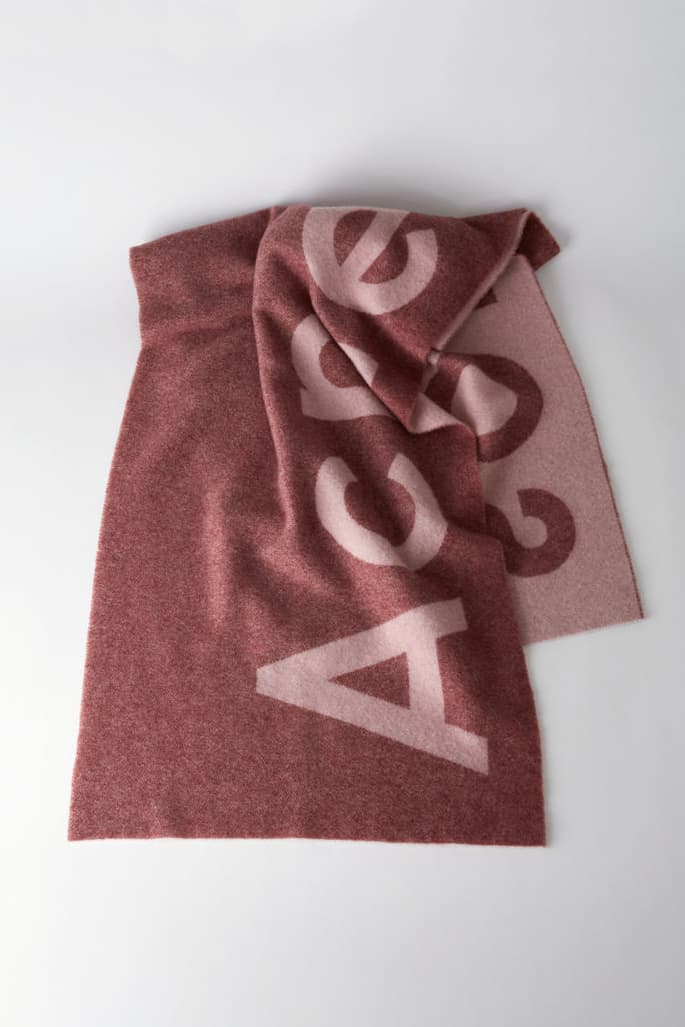 Acne Studios Toronty Logo Wool Scarf Pink Blue Black White Grey Warm Winter Clothing Outerwear