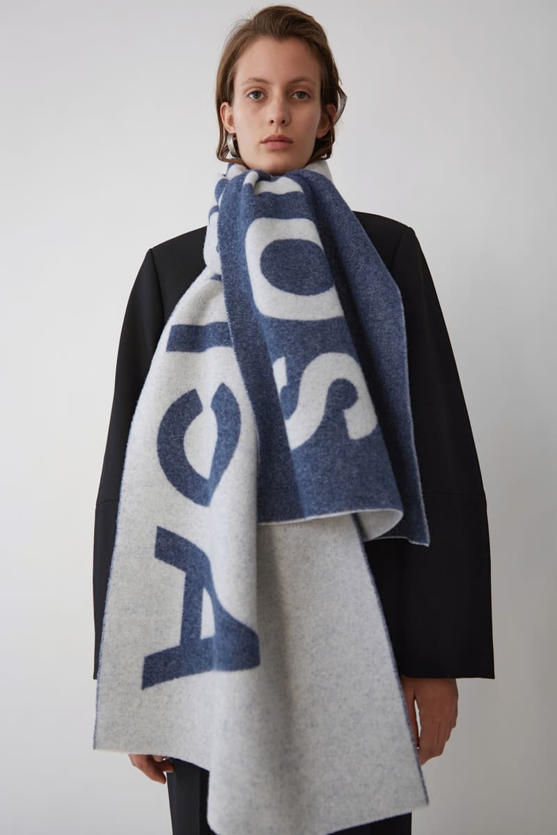 Acne Studios Toronty Logo Wool Scarf Pink Blue Black White Grey Warm Winter Clothing Outerwear