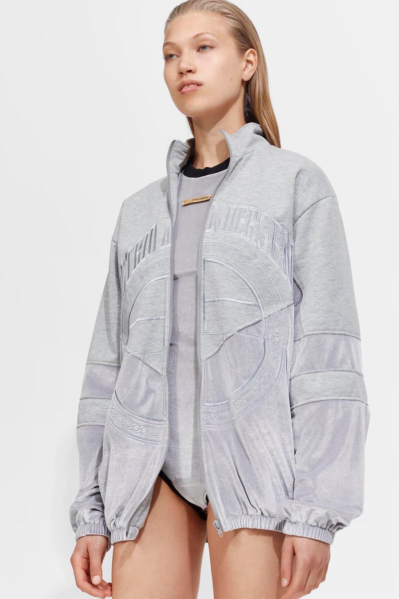 Astrid Anderson embroidered track jacket velour plum cream silver grey