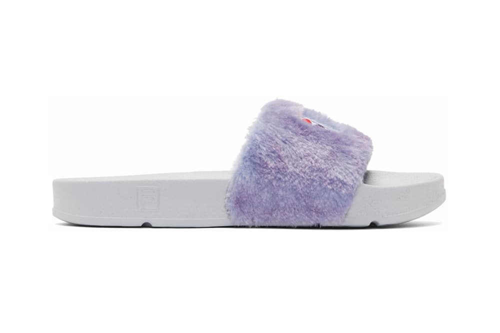 Baja East FILA Shearling Slides Fur Purple White Black Grey
