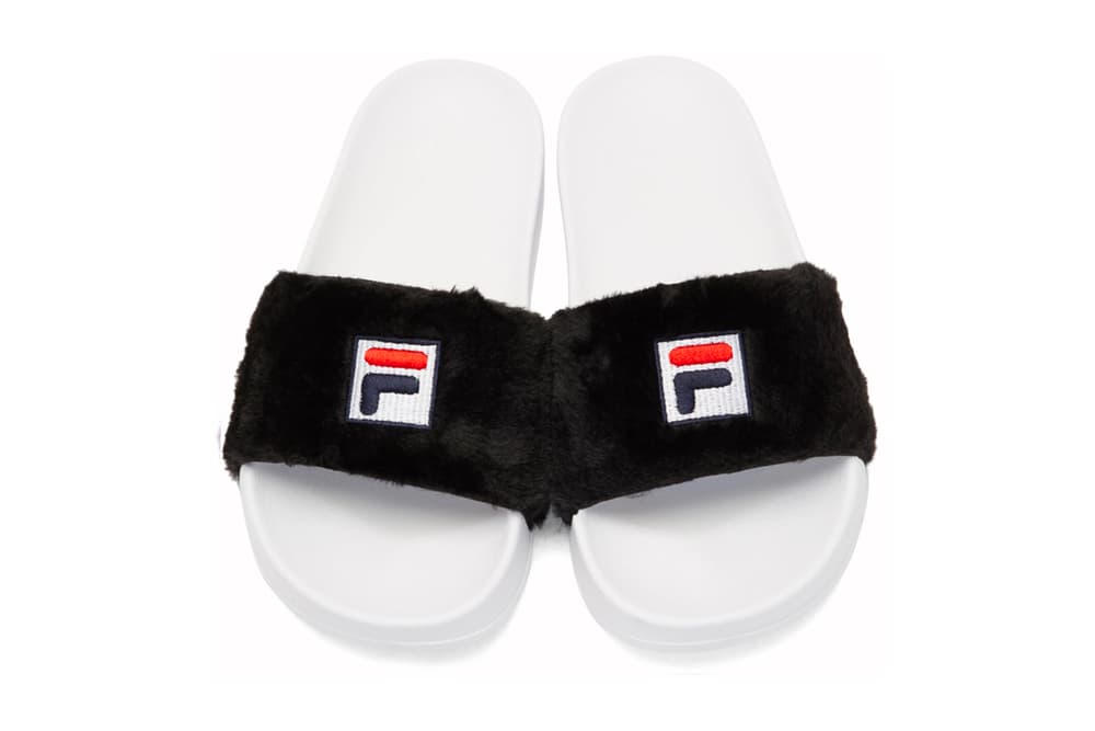 Baja East FILA Shearling Slides Fur Purple White Black Grey