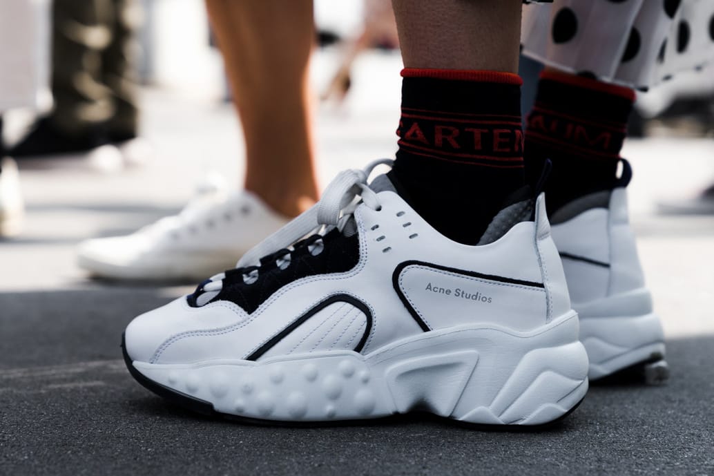 white chunky dad sneakers