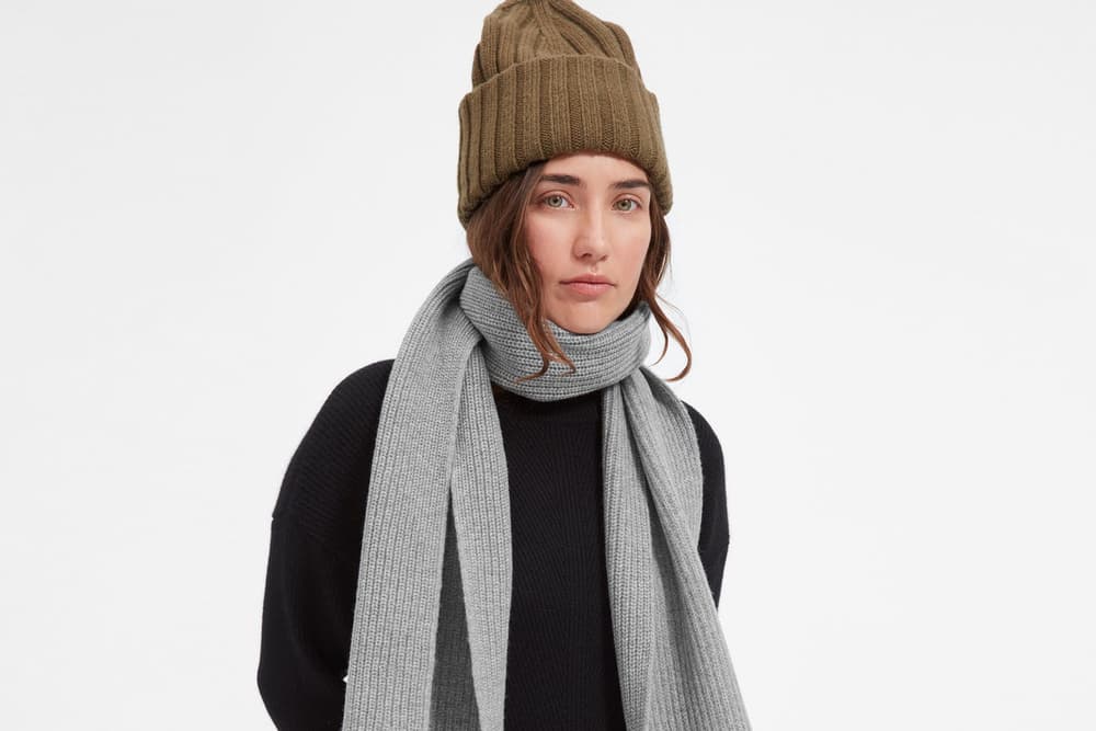 Everlane wool cashmere sweater cardigan beanie scarf