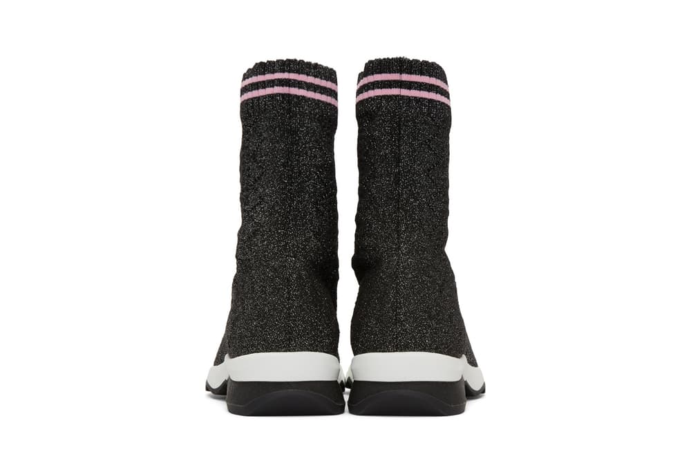 Fendi Lace-Up Sock Runners Pink Black Glitter Karl Lagerfeld SSENSE Sneakers Shoes