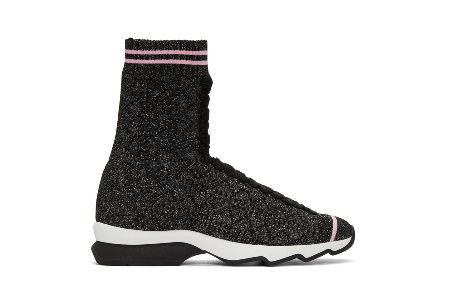 Fendi Black and Pink Glitter Sock 