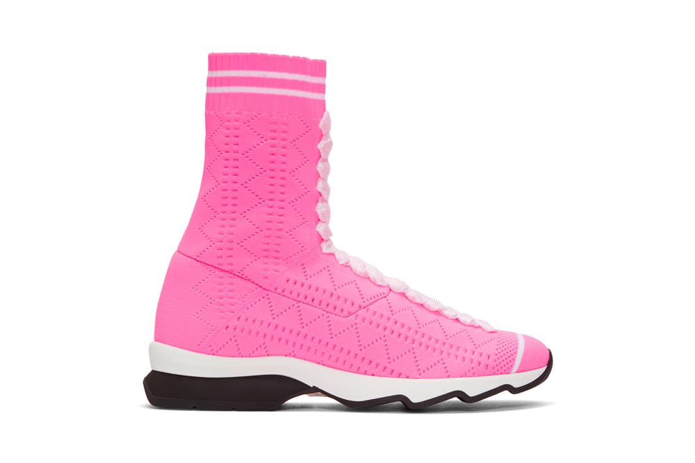 Fendi Lace-Up Sock Runners Pink Black Glitter Karl Lagerfeld SSENSE Sneakers Shoes