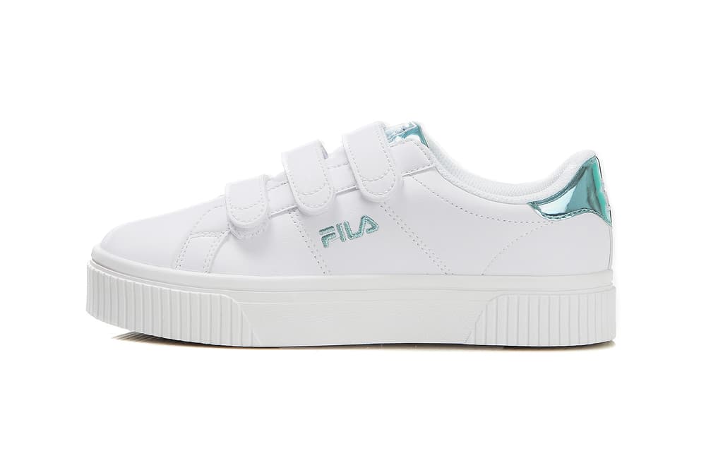 FILA Court Deluxe Bold Shiny Blue Turquoise Metallic Strap Lace
