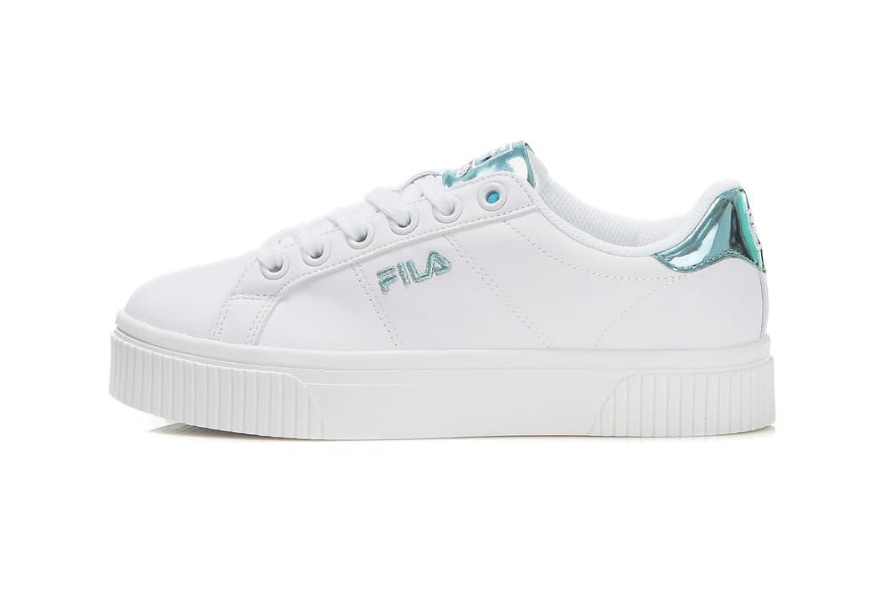 FILA Court Deluxe Bold Shiny Blue Turquoise Metallic Strap Lace
