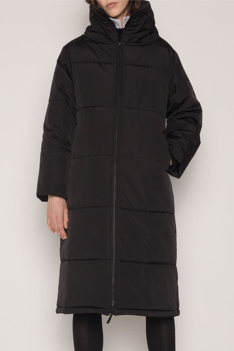 OAK + FORT Black Winter Parka Jacket Escape the Cold Down Minimal Sleek Outerwear