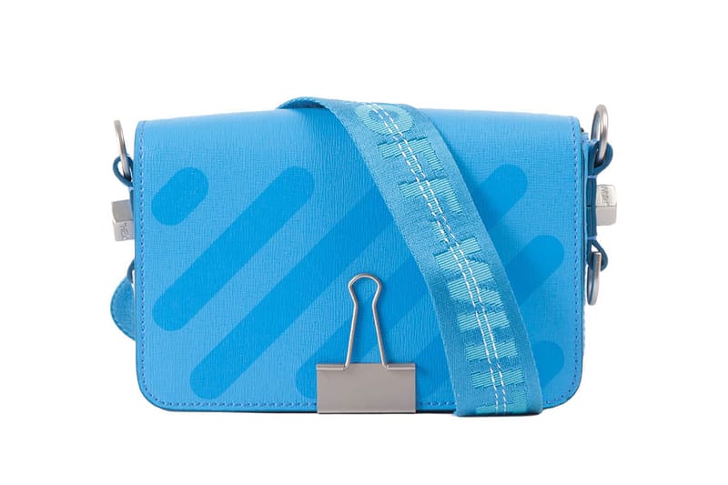 off white binder clip bag blue