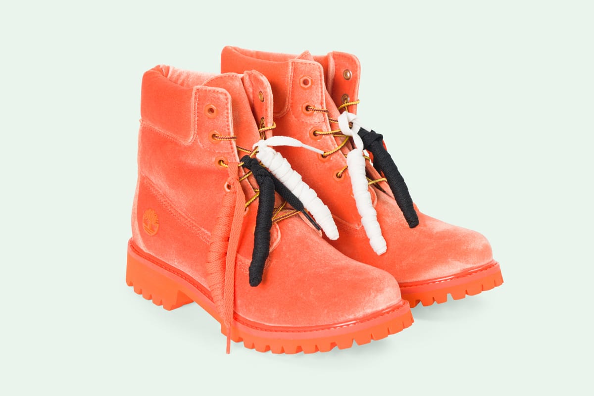 green and orange timbs