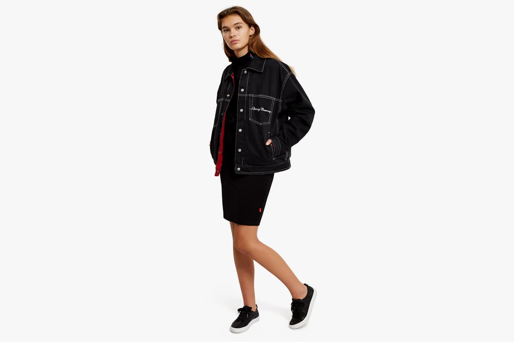 Opening Ceremony Reversible Denim Corduroy Jacket Indigo Black