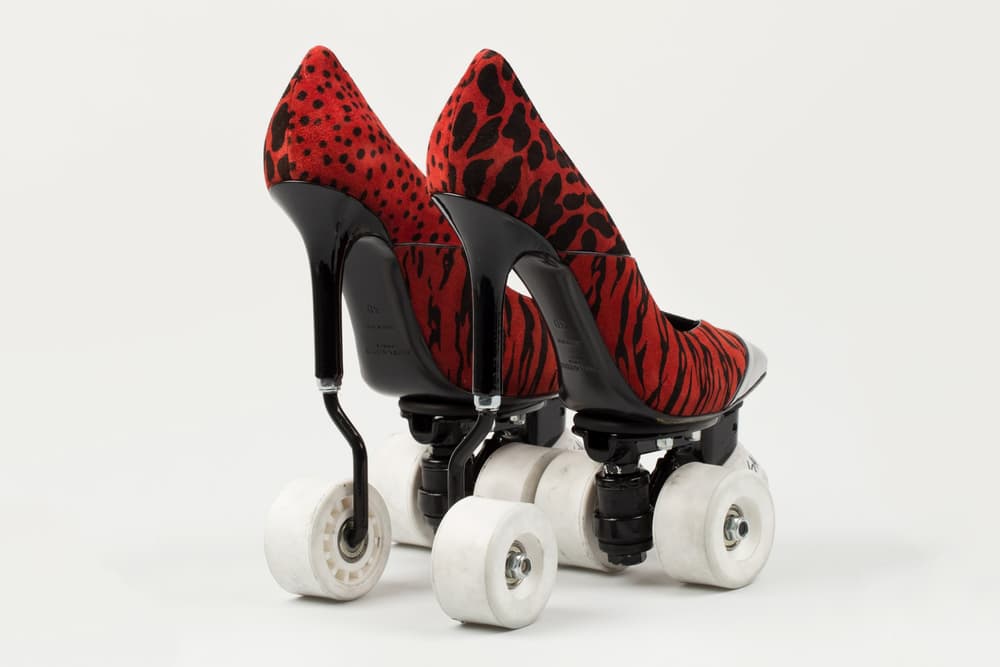 Saint Laurent colette Rollerblade Heels Boots Red Black Skate