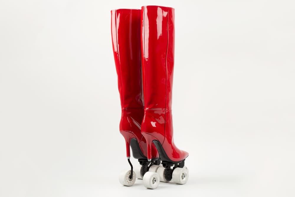 Saint Laurent colette Rollerblade Heels Boots Red Black Skate