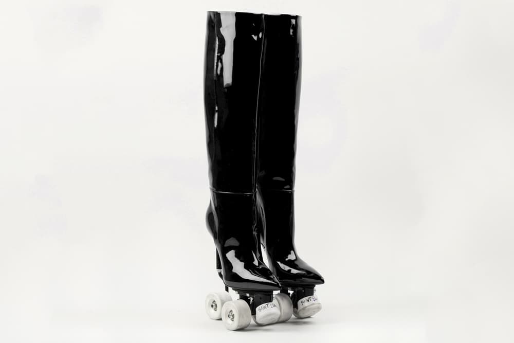 Saint Laurent colette Rollerblade Heels Boots Red Black Skate