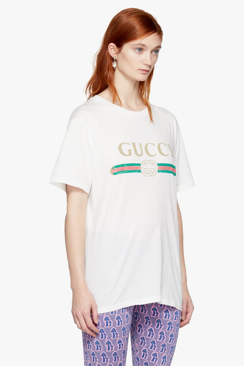 Gucci Iconic Logo Sweater T-Shirt White Orange Retro Print Floral Embroidery SSENSE Bold
