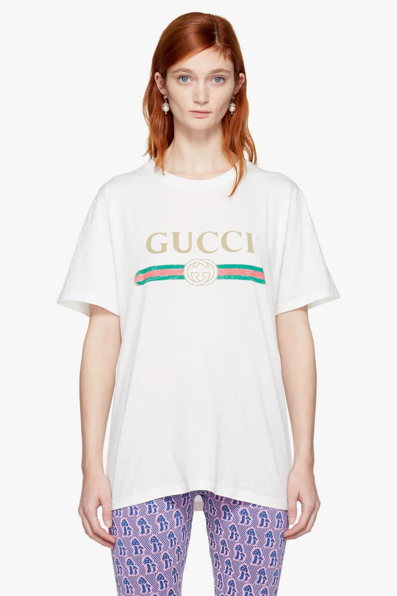 Gucci Iconic Logo Sweater T-Shirt White Orange Retro Print Floral Embroidery SSENSE Bold