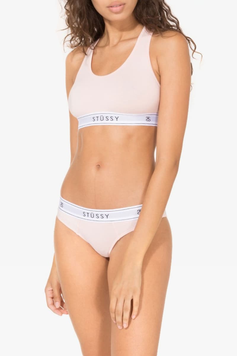Stussy Underwear Bra Top Crop Brief Pastel Pink Millennial Streetwear