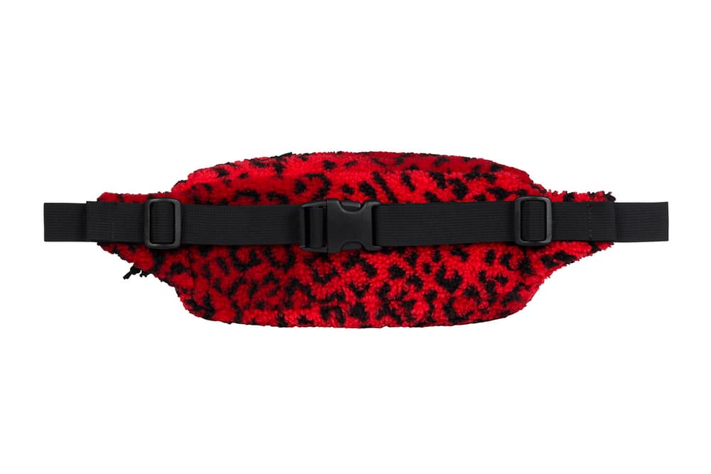 Supreme Leopard Fleece Backpack Waist Bag Red Brown Grey