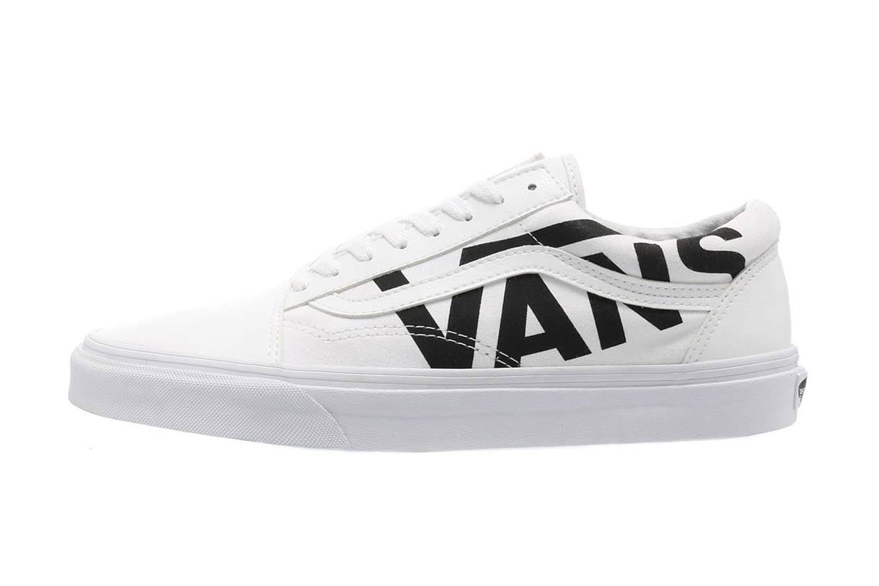 vans old skool black logo white skate shoes