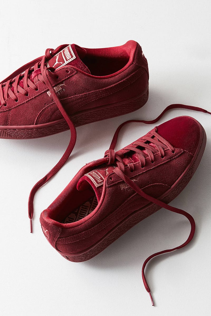 puma maroon suede shoes