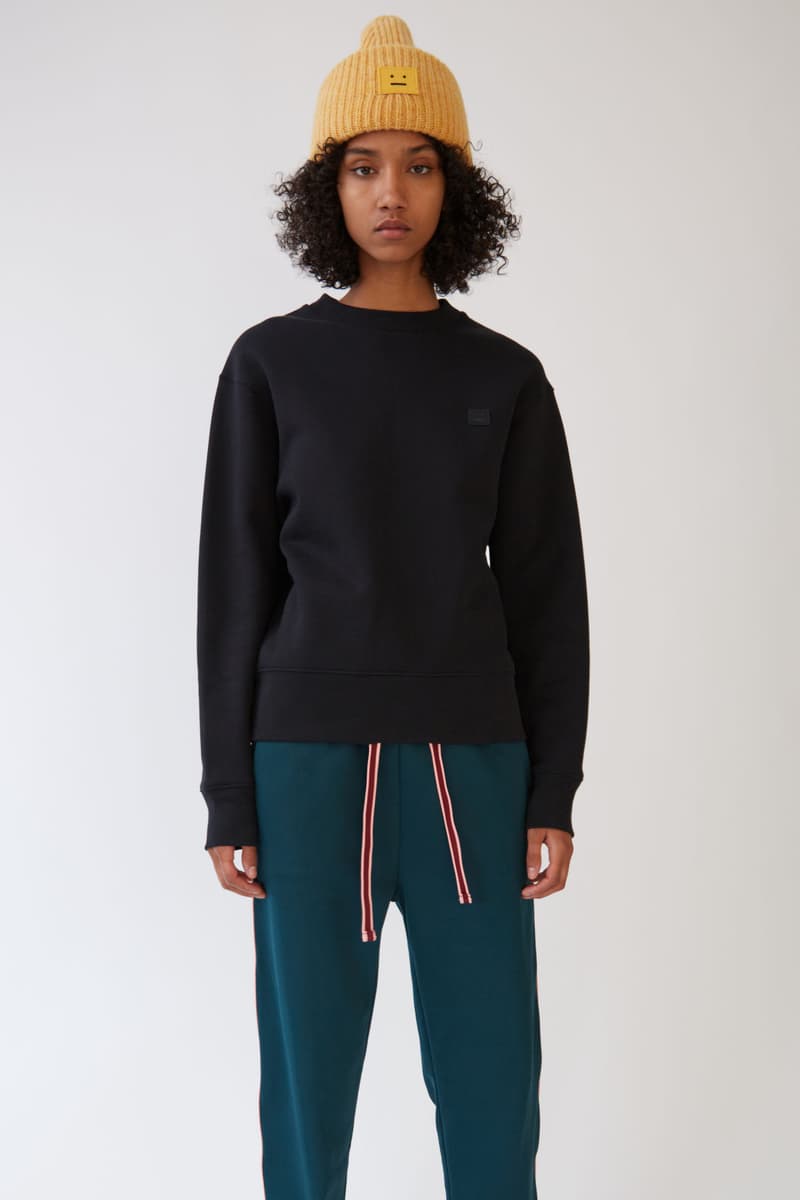 Acne Studios Fairview Crewneck Sweatshirt Beige Pink Green Blue Black Grey Smiley Face Detail Simple