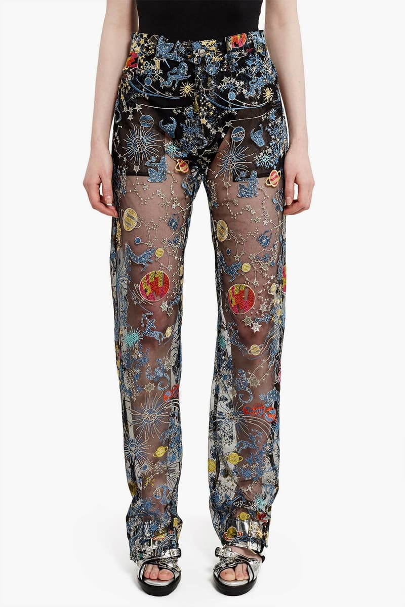 Adam Selman Astro Embroidered Tulle Sheer Jeans Jacket Shirt