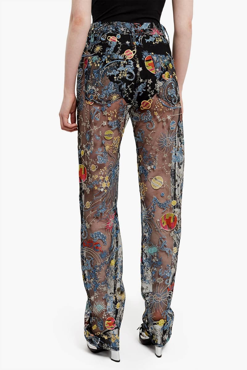 Adam Selman Astro Embroidered Tulle Sheer Jeans Jacket Shirt