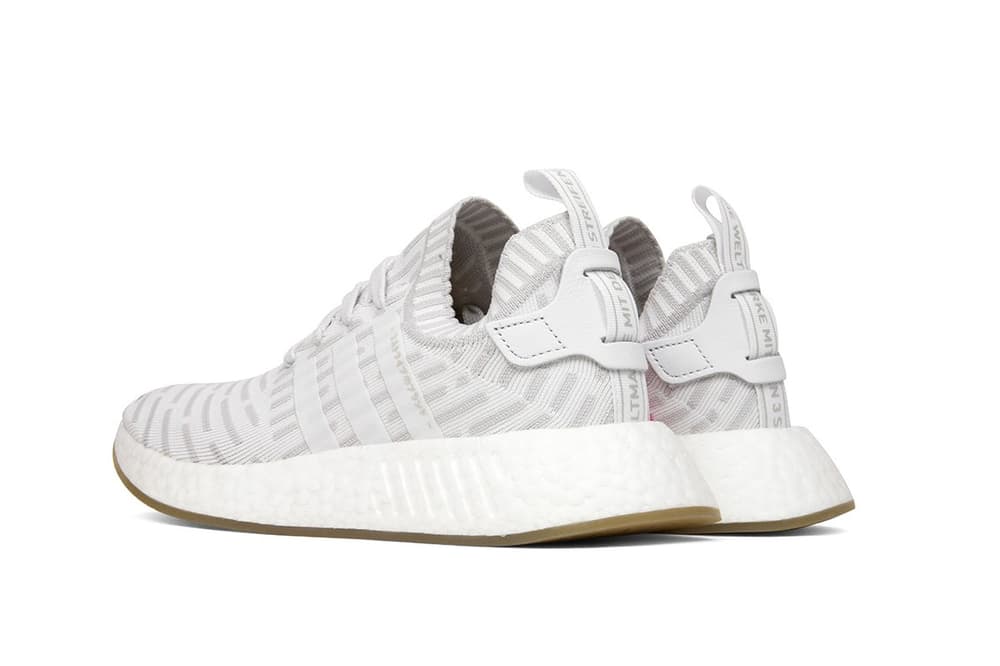 adidas Originals NMD R2 Primeknit Pink White Detail Sneaker Shoe Silhouette Gum Sole