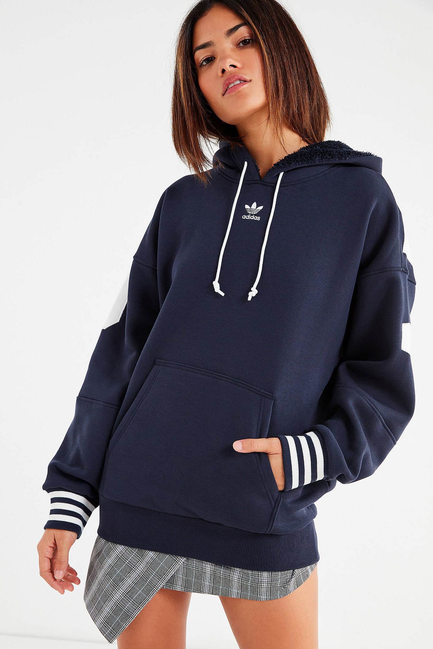 adidas' Fuzzy Hoodie Sweatshirt in Navy 