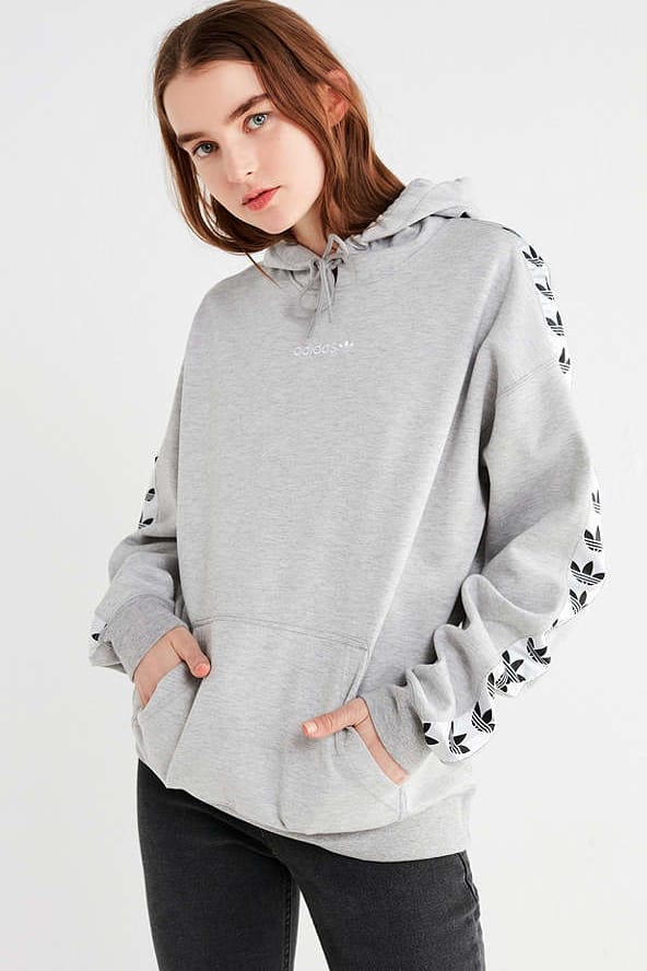 adidas hoodie with logo on sleeves