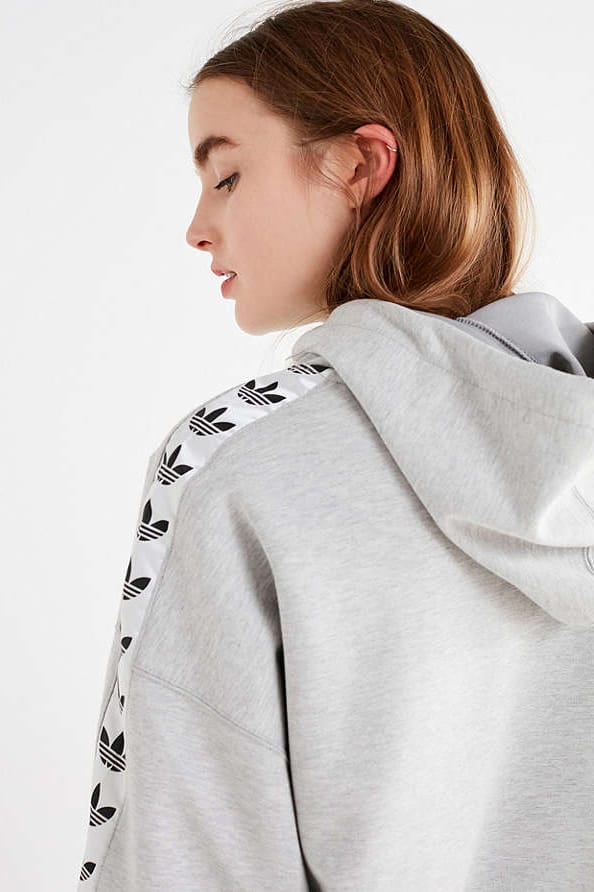 grey adidas tape hoodie