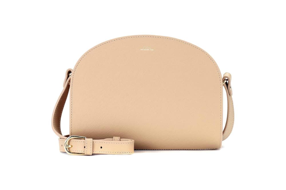 A.P.C. Demi-Lune Leather Shoulder Bag Beige